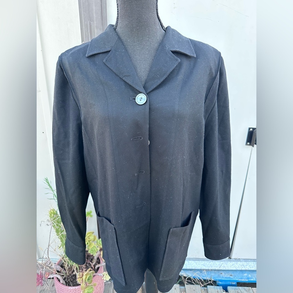 Pendleton WOMENS Black Blazer Notched Lapel Suit Jacket shoulder pads L